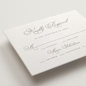 "Love Letters" - Letterpress RSVP Cards in Love Letters by Wildfield Paper Co - Detail