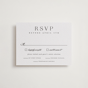 "Classic Serif" - Letterpress RSVP Cards in Soft Black by Hooray Creative - Front