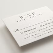 "Classic Serif" - Letterpress RSVP Cards in Soft Black by Hooray Creative - Detail