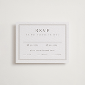 "Formal Serif" - Letterpress RSVP Cards in Dove Grey by Nicole Walsh - Front