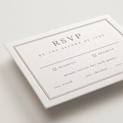 "Formal Serif" - Letterpress RSVP Cards in Dove Grey by Nicole Walsh - Detail