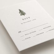 "Evergreens" - Letterpress RSVP Cards in Olive by Itsy Belle Studio - Detail