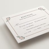 "Flourishing Crest" - Letterpress RSVP Cards in Stone by Olivia Raufman - Detail