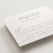 "Simple Formality" - Letterpress RSVP Cards in Provincial Blue by Everett Paper Goods - Detail