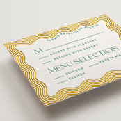 "Good Vibes" - Letterpress RSVP Cards in Seafoam by Claudia Orengo - Detail