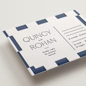 "Beech" - Letterpress RSVP Cards in Navy by Blustery August - Detail