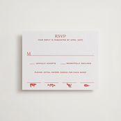 "Racquet" - Letterpress RSVP Cards in Verona Sunset by Megan Davis - Front