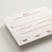 "Racquet" - Letterpress RSVP Cards in Verona Sunset by Megan Davis - Detail