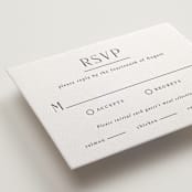 "Minimalist Monogram" - Letterpress RSVP Cards in Soft Black by Olivia Raufman - Detail