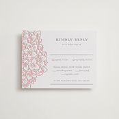 "Hydrangea Blooms" - Letterpress RSVP Cards in Blush by Paula Pecevich - Front