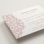 "Hydrangea Blooms" - Letterpress RSVP Cards in Blush by Paula Pecevich - Detail
