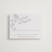 "Note" - Letterpress RSVP Cards in Gravel by Baumbirdy - Front