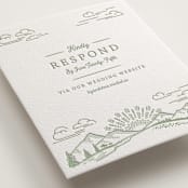 "On The Horizon" - Letterpress RSVP Online Enclosure Cards in Mint by Paper Sun Studio - Detail