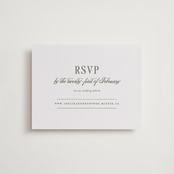 "Hepburn" - Letterpress RSVP Online Enclosure Cards in Moss by Megan Davis - Front