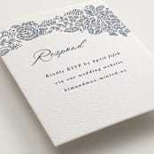 "Chantilly" - Letterpress RSVP Online Enclosure Cards in Aegean by Tamara Hilje - Detail