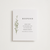 "Gathered" - Letterpress RSVP Online Enclosure Cards in Pistachio | Soft Black by Susan Moyal - Front