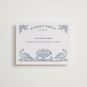 "Whimsical Woodland" - Letterpress RSVP Online Enclosure Cards in Indigo by Paper Sun Studio - Front