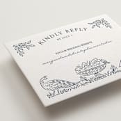 "Whimsical Woodland" - Letterpress RSVP Online Enclosure Cards in Indigo by Paper Sun Studio - Detail