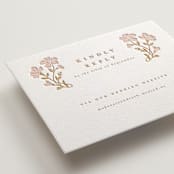 "Mirror Floral" - Letterpress RSVP Online Enclosure Cards in Faux Gold by Everett Paper Goods - Detail
