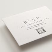 "Classy Type" - Letterpress RSVP Online Enclosure Cards in Soft Black by Hooray Creative - Detail