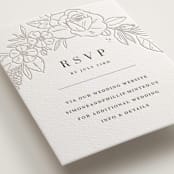 "Sketched Blooms" - Letterpress RSVP Online Enclosure Cards in Coffee by Kristen Smith - Detail
