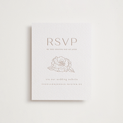 "Camellia.." - Letterpress RSVP Online Enclosure Cards in Latte by Vera Lim - Front