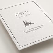 "Mountain Serenity" - Letterpress RSVP Online Enclosure Cards in Graphite by Lucrecia Caporale - Detail