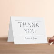 "Refined Tradition" - Letterpress Wedding Thank You Cards in Indigo by Stacey Meacham - Front