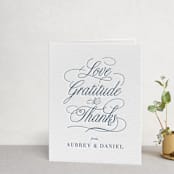 "Modern Monogram" - Letterpress Wedding Thank You Cards in Indigo by Jennifer Postorino - Front