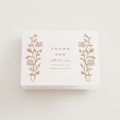 "Mirror Floral" - Letterpress Wedding Thank You Cards in Faux Gold by Everett Paper Goods - Front