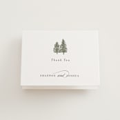"Evergreens" - Letterpress Wedding Thank You Cards in Olive by Itsy Belle Studio - Front