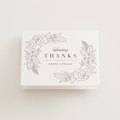 "Sketched Blooms" - Letterpress Wedding Thank You Cards in Coffee by Kristen Smith - Front