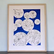 "Early to the Party" - Original Drawings in blue by Janie Allen