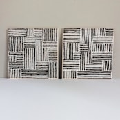 "Sketchy Pair | 12" x 12" | Set of 2" - Original Painting in brown by Katie Zimpel