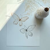 "Floating butterflies" - Original Painting in beige by Angele Kamp