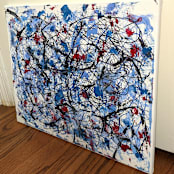 "Against The Current 4" - Original Painting in blue by Carrie Cantwell