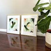 "Leap I and II framed diptych" - Original Painting in multicolorassorted-colors by Holly Whitcomb
