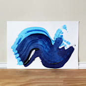 "a la playa" - Original Painting in blue by bari wieselman schulman