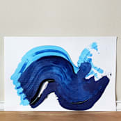 "a la playa" - Original Painting in blue by bari wieselman schulman