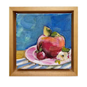 "Apple with Cherry Blossom" - Original Painting in red by AlisonJerry