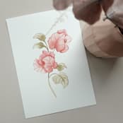 "Bougainvillea flowers watercolor painting" - Original Painting in pink by Angele Kamp