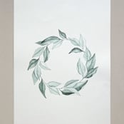 "Magnolia leaves wreath" - Original Painting in green by Angele Kamp