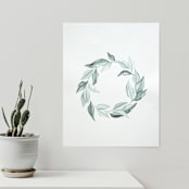 "Magnolia leaves wreath" - Original Painting in green by Angele Kamp