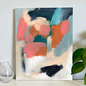 "Orange Abstract" - Original Painting in multicolor by Lindsay Megahed