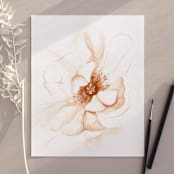 "Peachy Peonies 02 watercolor painting" - Original Painting in orange by Angele Kamp