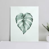 "Monstera leaf watercolor painting" - Original Painting in green by Angele Kamp