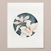 "Magnolia Grandiflora 02 original watercolor painting" - Original Painting in blue by Angele Kamp