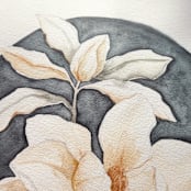 "Magnolia Grandiflora 02 original watercolor painting" - Original Painting in blue by Angele Kamp