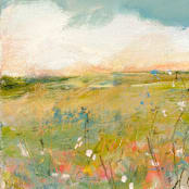 "Waiting By Wildflowers" - Original Painting in multicolor by Lindsay Megahed