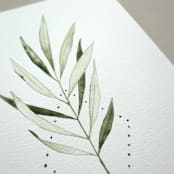 "Geometric Leaves" - Original Painting in green by Angele Kamp